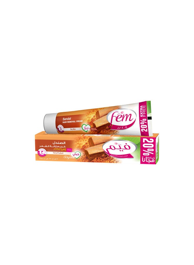 fem USA Sandal Hair Removal Cream 90gm +20% Extra | For Dry Skin | Sandalwood Extracts & Avocado Oil | Leaving Your Skin Calm & Nourished 90.0grams  - Image 2