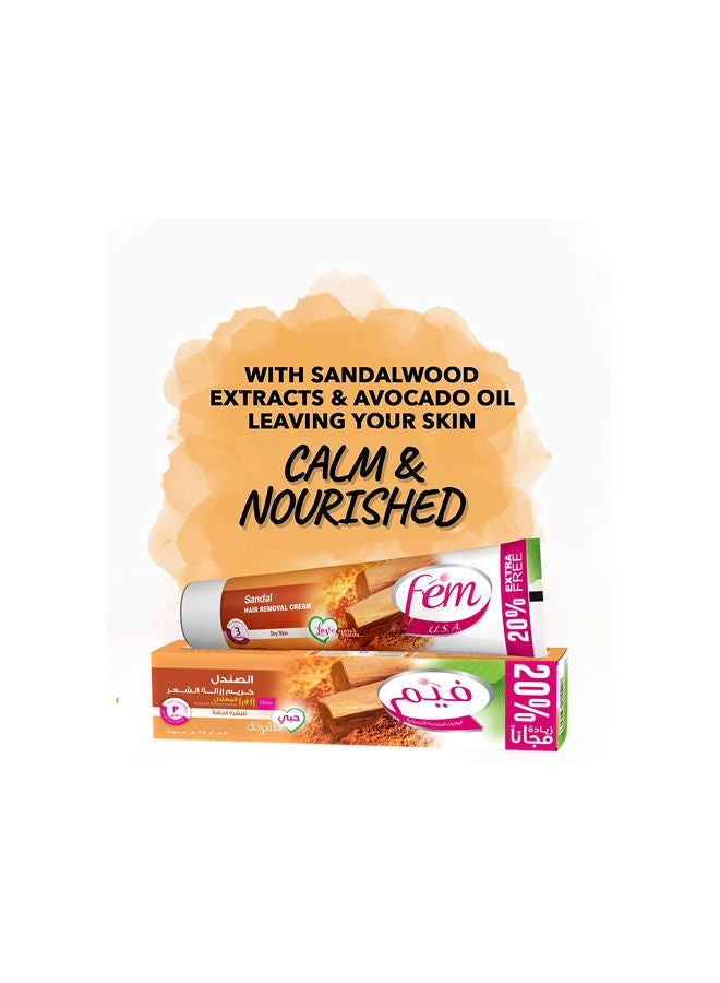fem USA Sandal Hair Removal Cream 90gm +20% Extra | For Dry Skin | Sandalwood Extracts & Avocado Oil | Leaving Your Skin Calm & Nourished 90.0grams  - Image 4