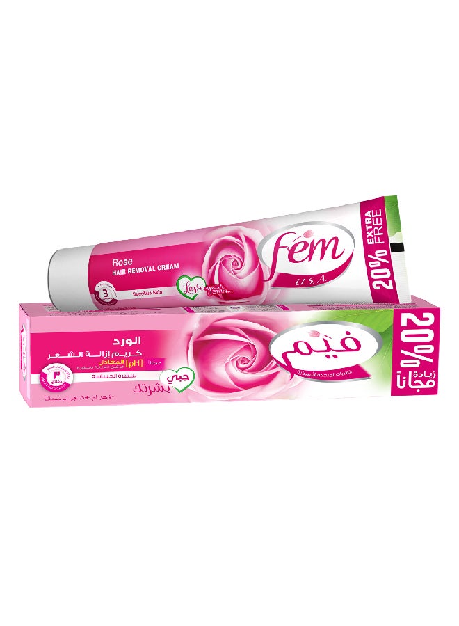 fem USA Rose Hair Removal Cream 90gm + 18 gm Free| 100% Natural Rose Ingredients & Avocado Oil | Soft & Nourished Skin | For Sensitive Skin 90 + 18grams - Image 1