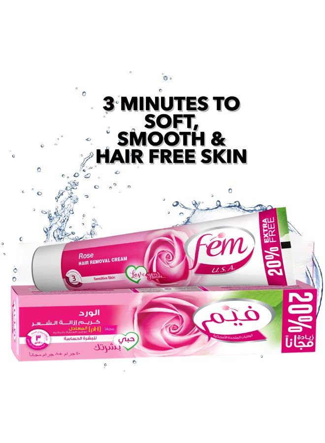 fem USA Rose Hair Removal Cream 90gm + 18 gm Free| 100% Natural Rose Ingredients & Avocado Oil | Soft & Nourished Skin | For Sensitive Skin 90 + 18grams - Image 2