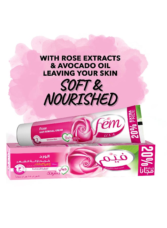 fem USA Rose Hair Removal Cream 90gm + 18 gm Free| 100% Natural Rose Ingredients & Avocado Oil | Soft & Nourished Skin | For Sensitive Skin 90 + 18grams - Image 3