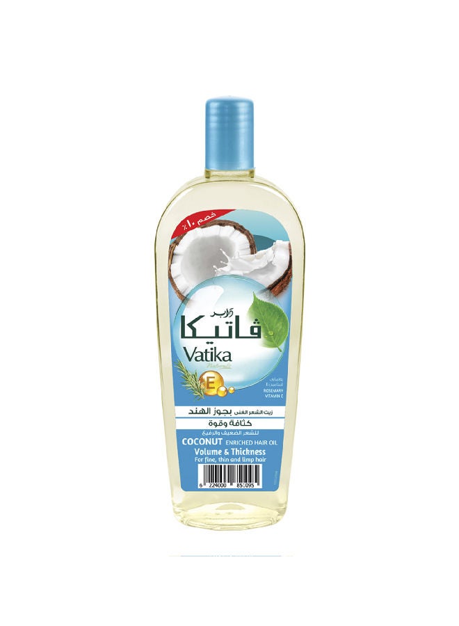 Dabur Vatika Naturals Coconut Enriched Hair Oil 180 ml | Rosemary & Vitamin E | Provides Volume & Thickness: for Fine, Thin & Limp Hair 180.0ml - Image 1