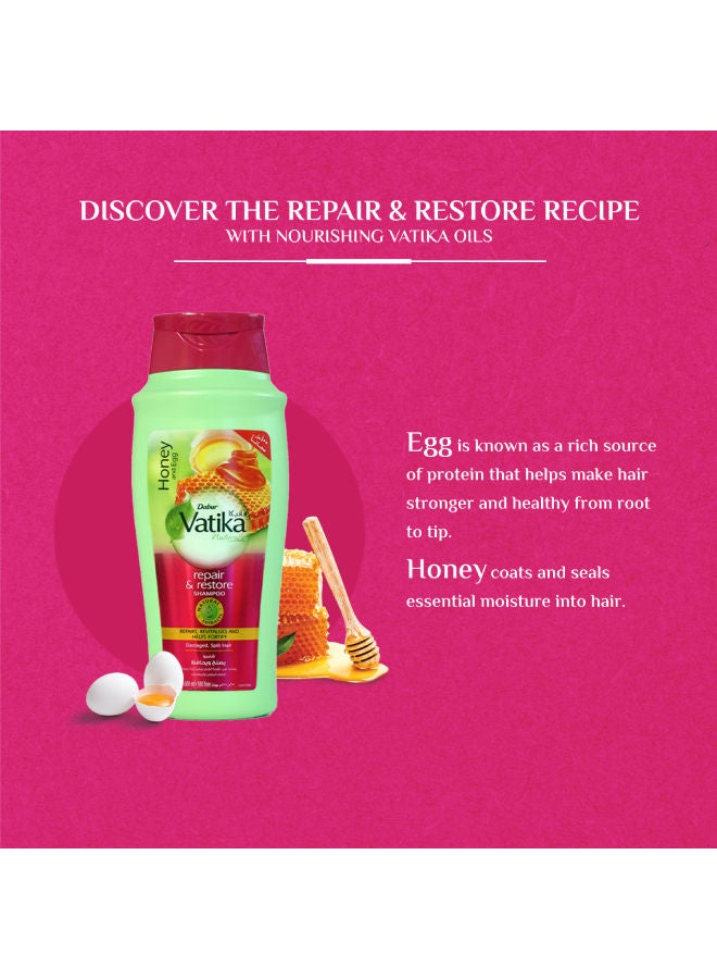 Dabur Vatika Naturals Repair & Restore Shampoo 600ml | Honey & Egg with Natural Extracts | Repairs & Revitalizes Damaged and Split Hair 600ml - Image 3