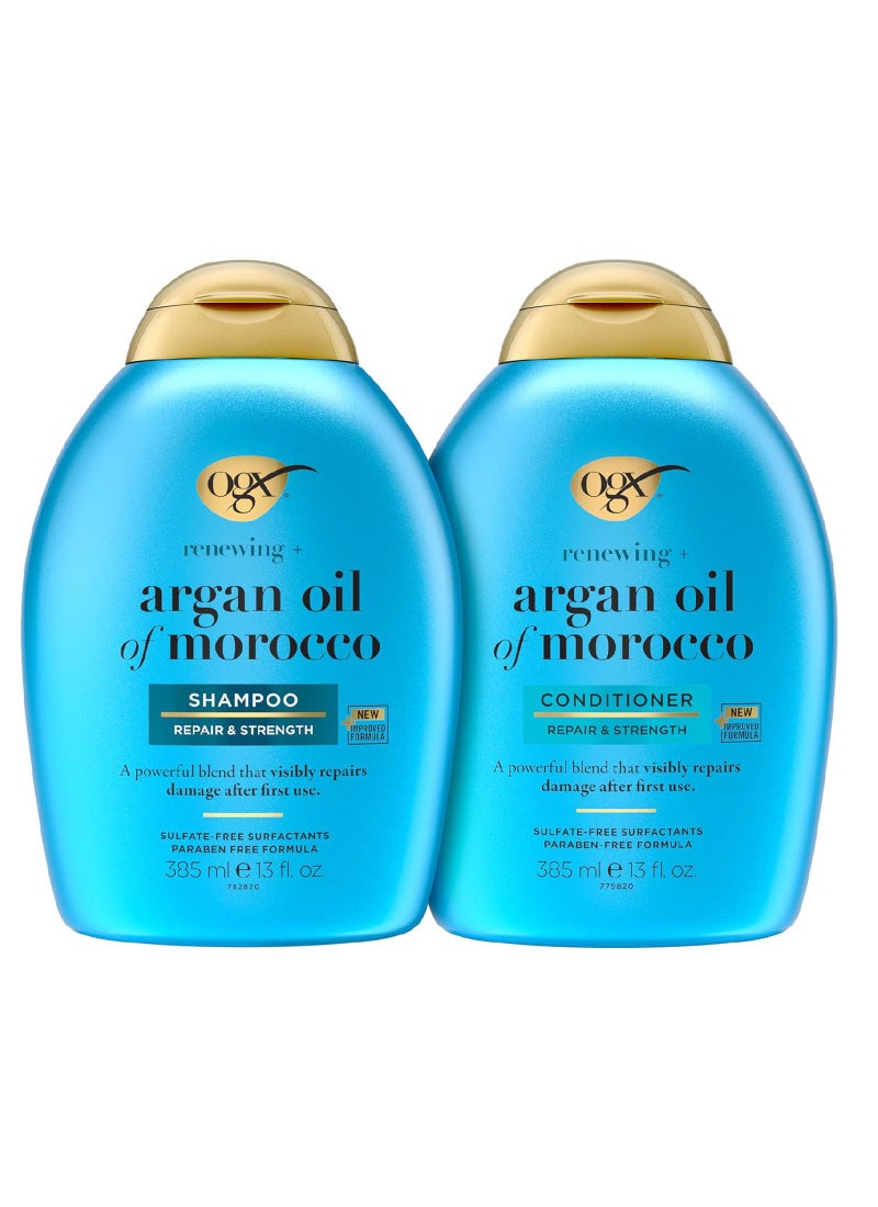 Ogx Extra Strength Hydrate And Revive Argan Oil Morocco Shampoo And Conditioner Combo Pack, Sulfate-Free 385ml  - Image 1