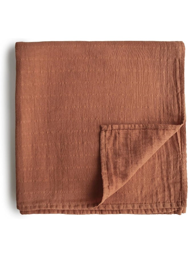 mushie Swaddle Blanket Organic Cotton - Auburn - Image 3