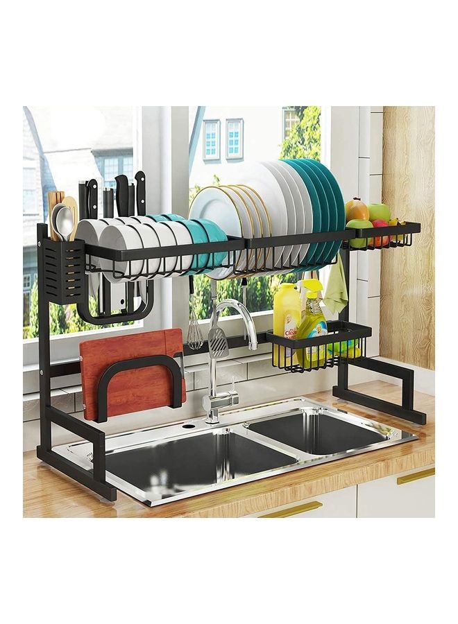 Orchid Drainer Shelf For Kitchen Supplies Storage Counter Organizer Utensils Holder Rack Over Sink Black 65cm - Image 1