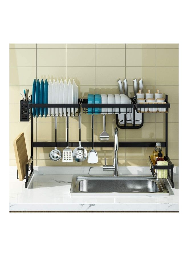 Orchid Drainer Shelf For Kitchen Supplies Storage Counter Organizer Utensils Holder Rack Over Sink Black 65cm - Image 3