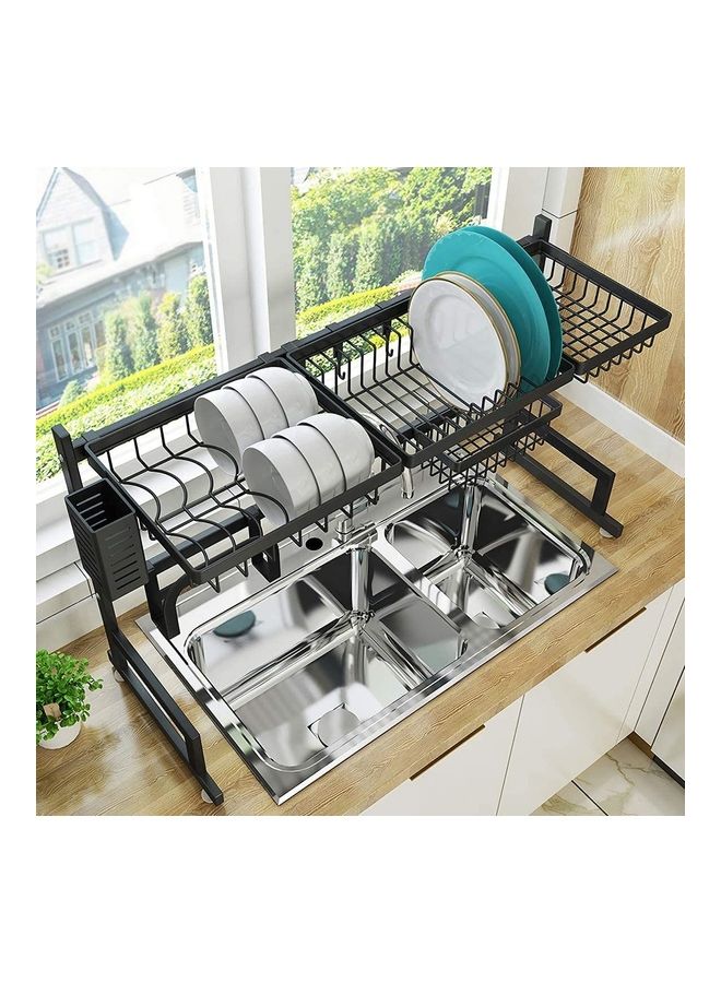 Orchid Drainer Shelf For Kitchen Supplies Storage Counter Organizer Utensils Holder Rack Over Sink Black 65cm - Image 2