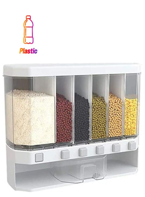 Wall Mounted Grains Food Dispenser White/Transparent 42.6cm