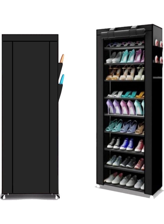 9-Tiers Shoe Cabinet Rack Black 60x30x160cm - Image 2
