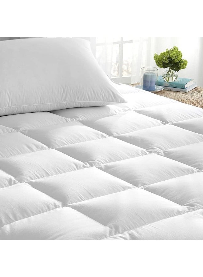Mattress King Size Topper Cotton White 180 x 200cm  - Image 3