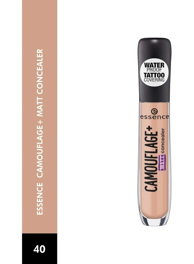 Essence 40 Medium Fawn Camouflage+ Matt Concealer | 40 medium fawn | Waterproof High-Coverage Concealer | Hides Dark Circles Blemishes Spots | Matte Finish Lightweight Natural Look | For All Skin Tones | 5 ml 40 Medium Fawn for Women | Best Price UAE