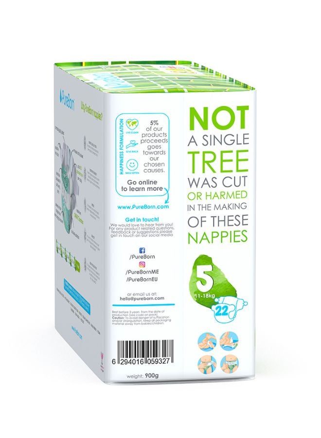 PureBorn - Organic Bamboo Diapers Size 5 (11-18kg) 22 Count - Image 1
