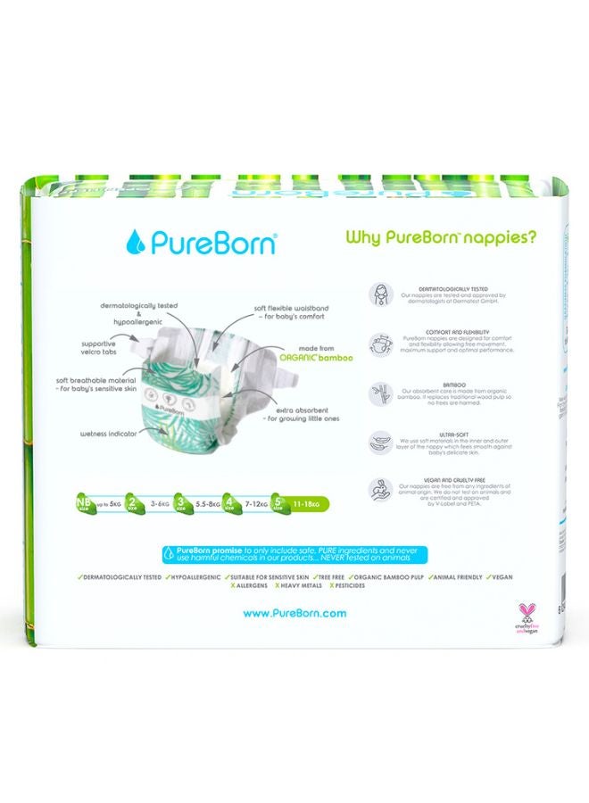 PureBorn - Organic Bamboo Diapers Size 5 (11-18kg) 22 Count - Image 1