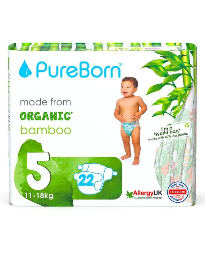 PureBorn - Organic Bamboo Diapers Size 5 (11-18kg) 22 Count - Image 1
