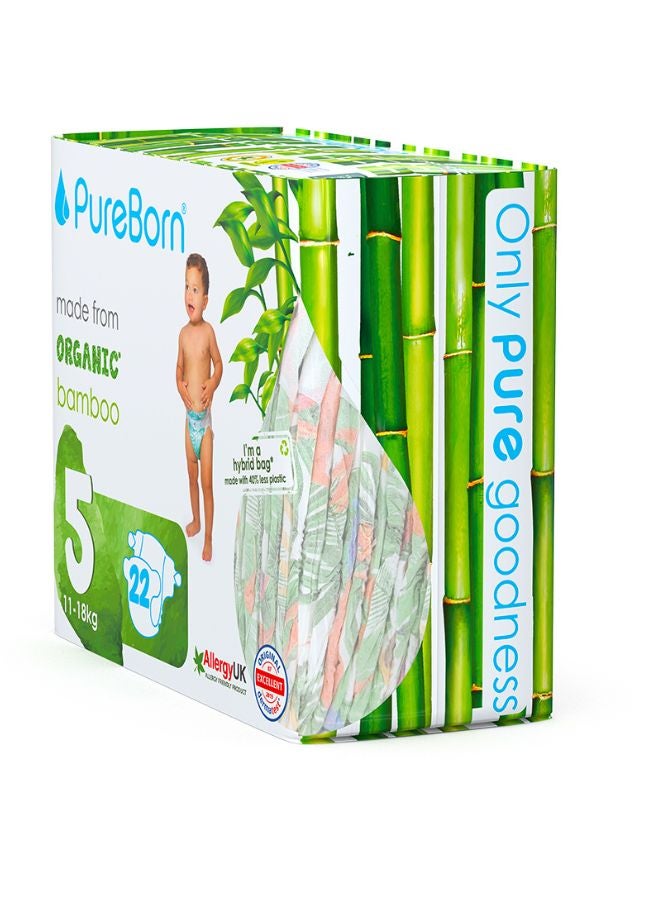 PureBorn - Organic Bamboo Diapers Size 5 (11-18kg) 22 Count - Image 1