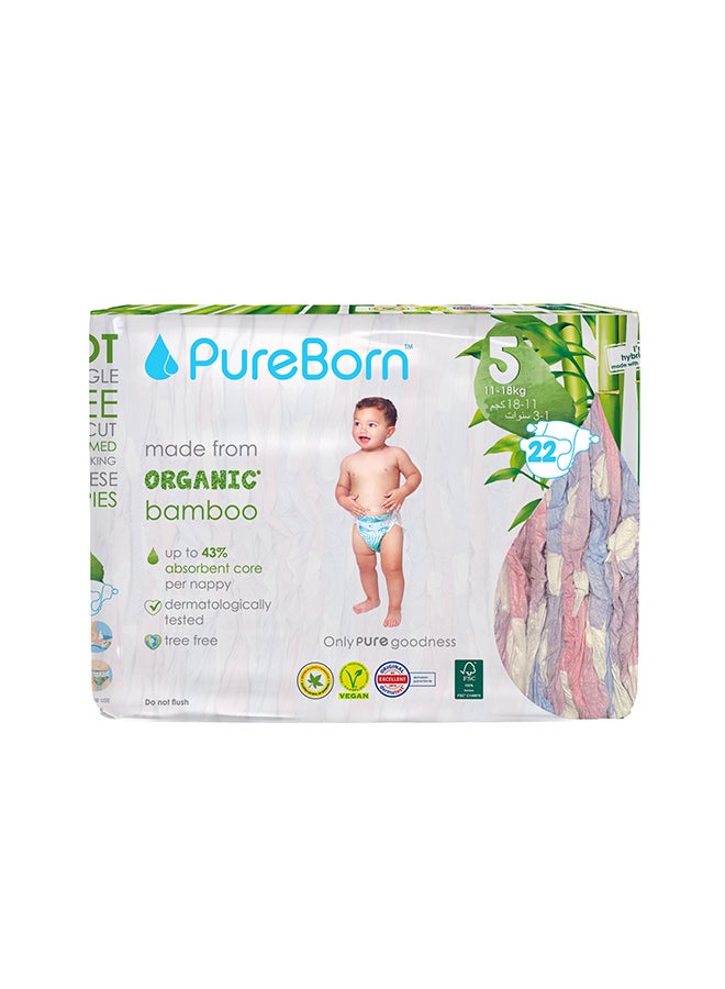 PureBorn Organic Bamboo Diapers Size 5 (11-18kg) 22 Count - Image 2