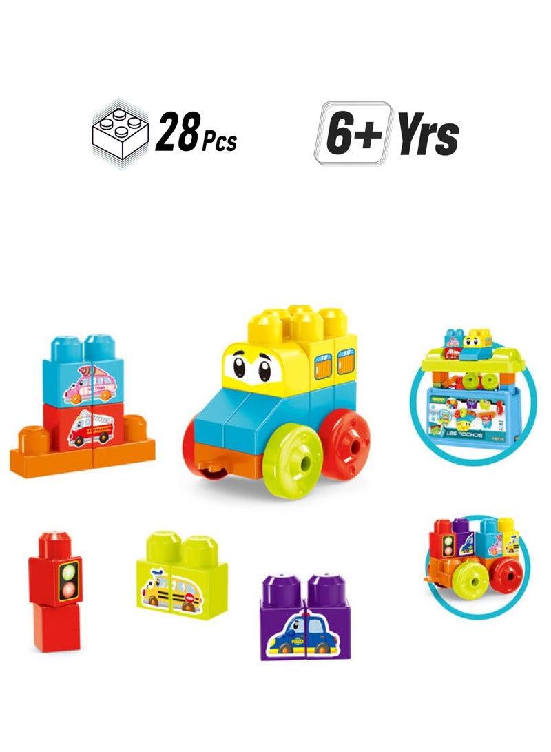 Bricks 40-1803623 Blocks School Set 28Pieces 28 6+ Years  - Image 1