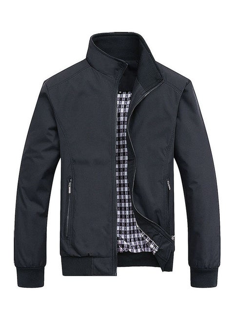 Stand Collar Winter Jacket Black