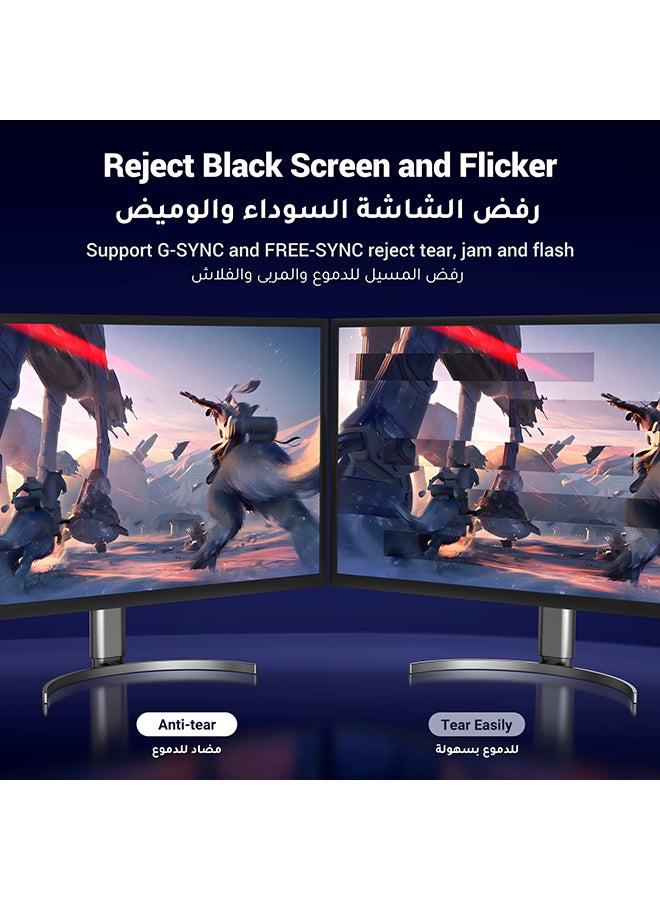 يو جرين - كابل DisplayPort 8K Ultra HD DisplayPort 1.4 ذكر إلى ذكر كابل مجدول من النايلون SPCC، يدعم دقة 7680x4320 8K@60 هرتز 4K@144 هرتز 2K@165 هرتز HDP HDCP لشاشة الألعاب HDTV-1M أسود أسود - Image 1