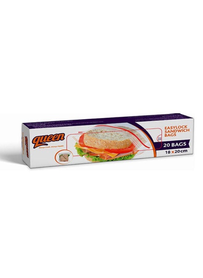 Queen - 20-Piece Easy Lock Sandwich Bags Clear 18x20cm - Image 1