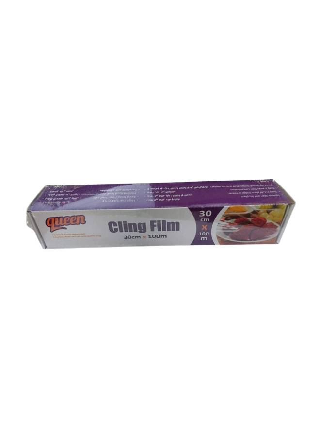 Queen On Roll With Cutter Food Cling Film Clear 30 cm x 100meter 