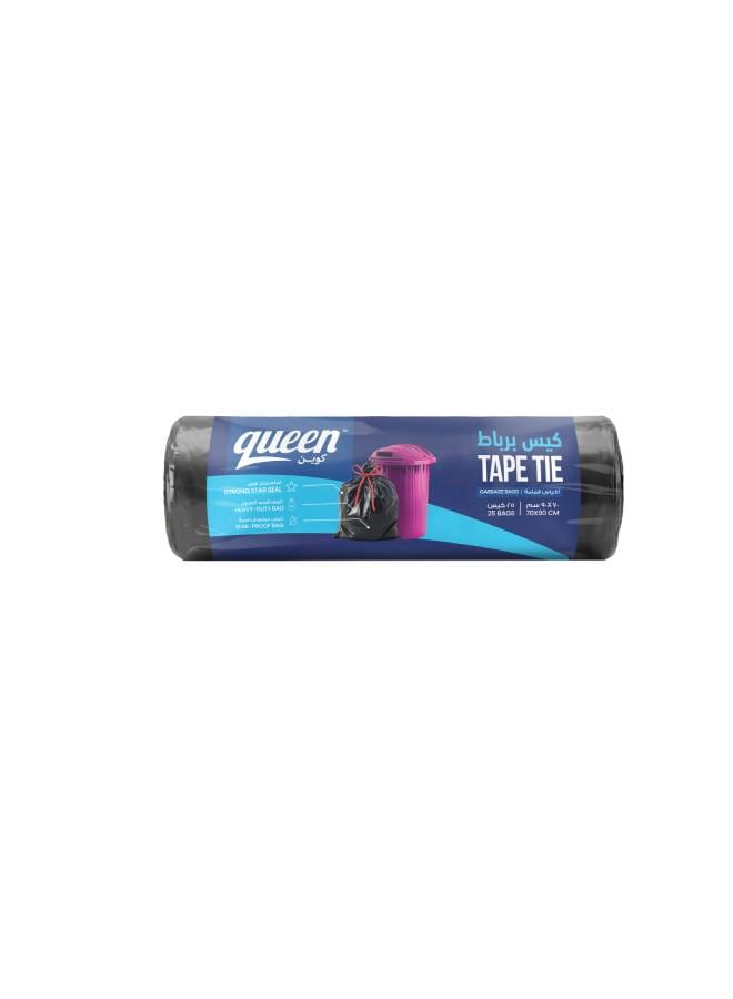 Tape Tie Garbage Bags – 25 Bags Black 70x90cm