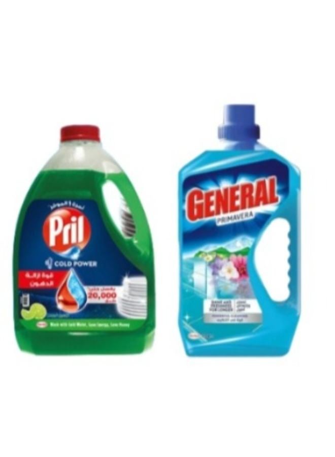 Pril - Dishwashing Liquid 2.55 L + All Purpose Cleaner Multicolour 730grams - Image 1