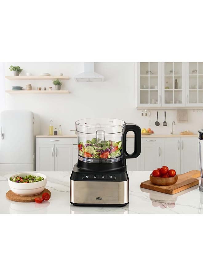 Braun Food Processor 12 in 1, 800W, 2 Speeds, Pulse Function, 2.1L Bowl capacity, 1.2L Blender, Slicing and Grating disc, Citrus Juicer, Juice Extractor, Dough, EP325SI, Silver 2.1 L 800 W FP3235SI Grey - Image 3