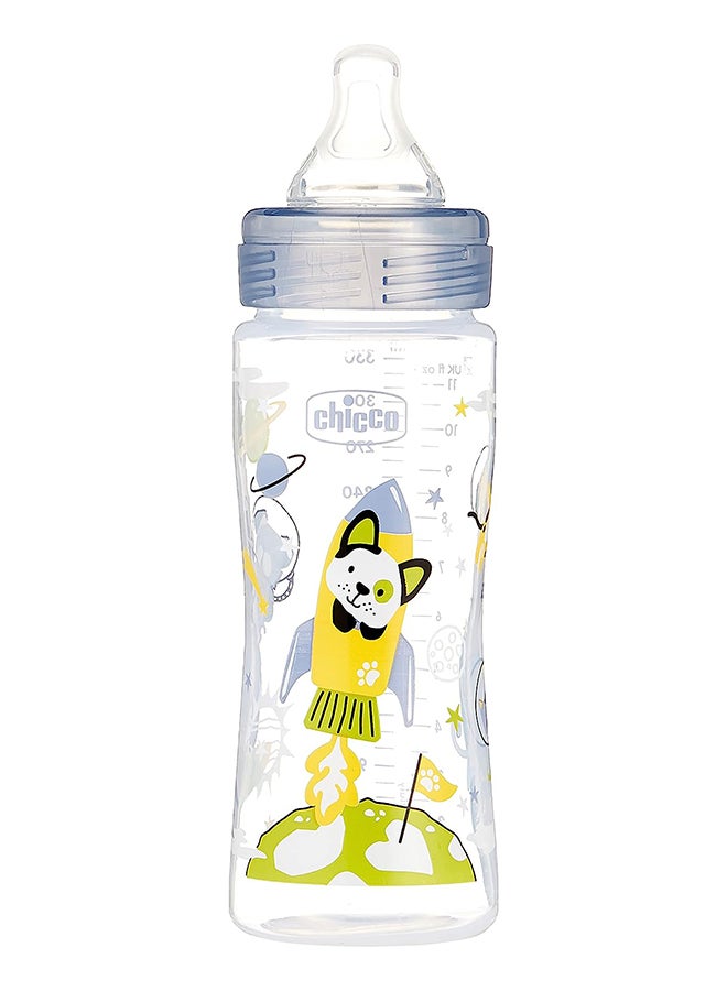 Chicco Well-Being Plastic Bottle 330Ml Fast Flow 4M+ Silicone, Neutral  - Image 1