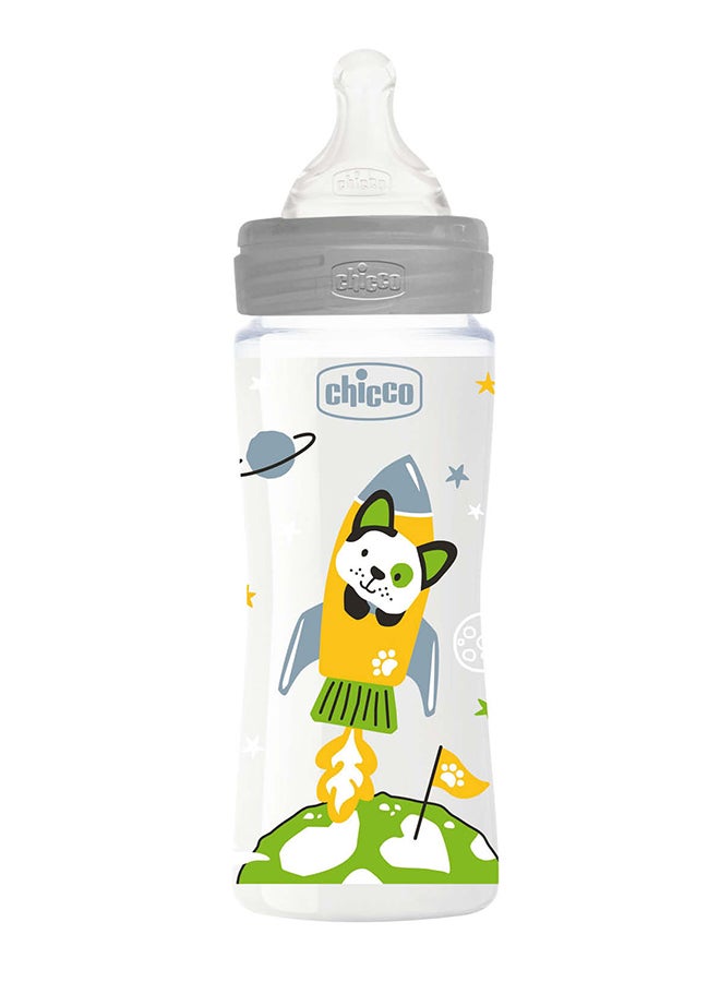 Chicco Well-Being Plastic Bottle 330Ml Fast Flow 4M+ Silicone, Neutral  - Image 3