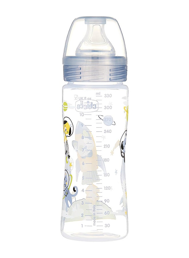 Chicco Well-Being Plastic Bottle 330Ml Fast Flow 4M+ Silicone, Neutral  - Image 2