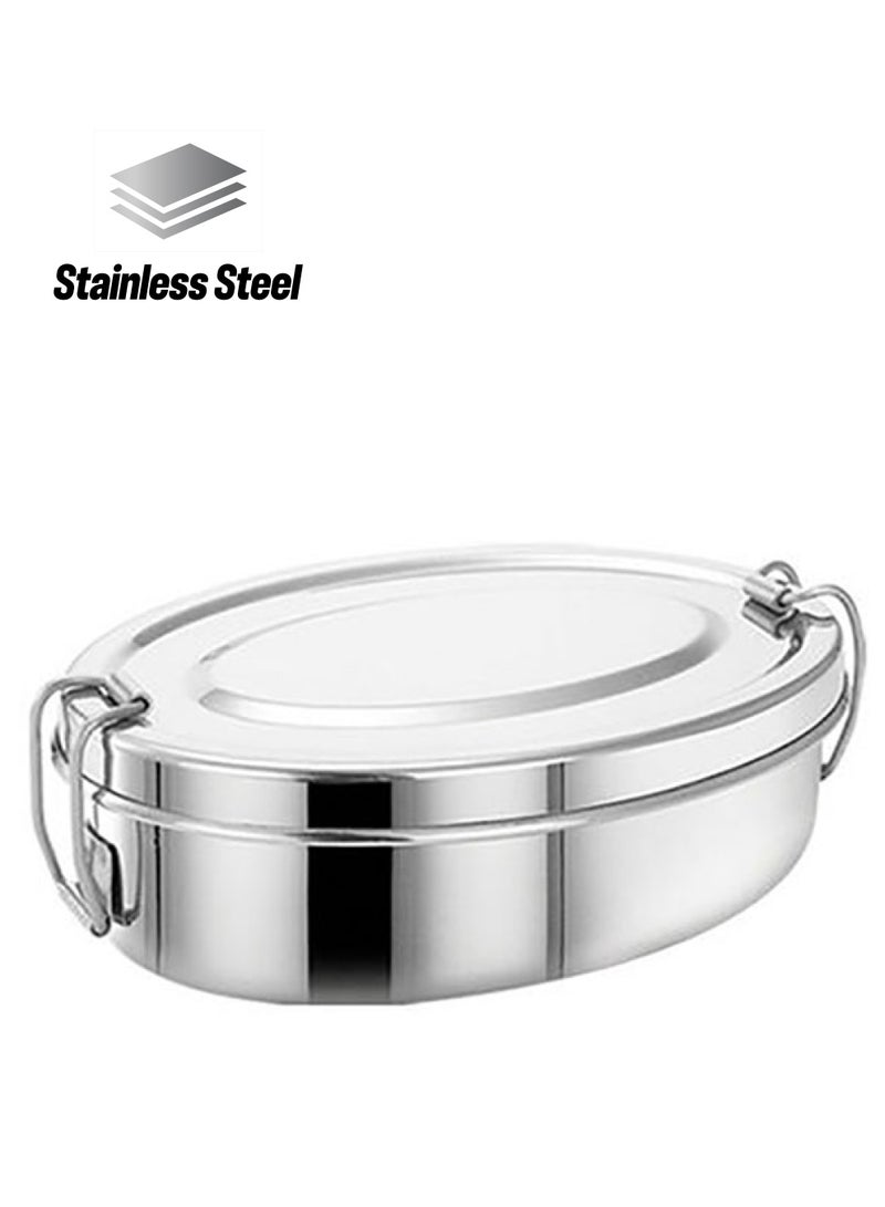 TAJ 3-Pieces Oval Stainless Steel Lunch Box silver 17cm - Image 1