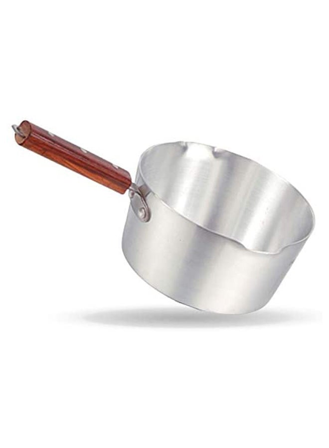 TAJ Aluminium Milk Pan With Wood Handle Silver 1Liters 
