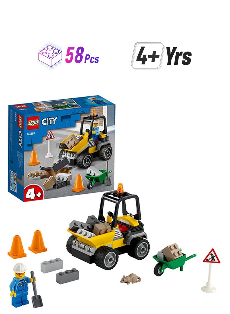 LEGO 60284 City Roadwork Truck  Building Kit 58 Pieces 58 4+ Years  - Image 1