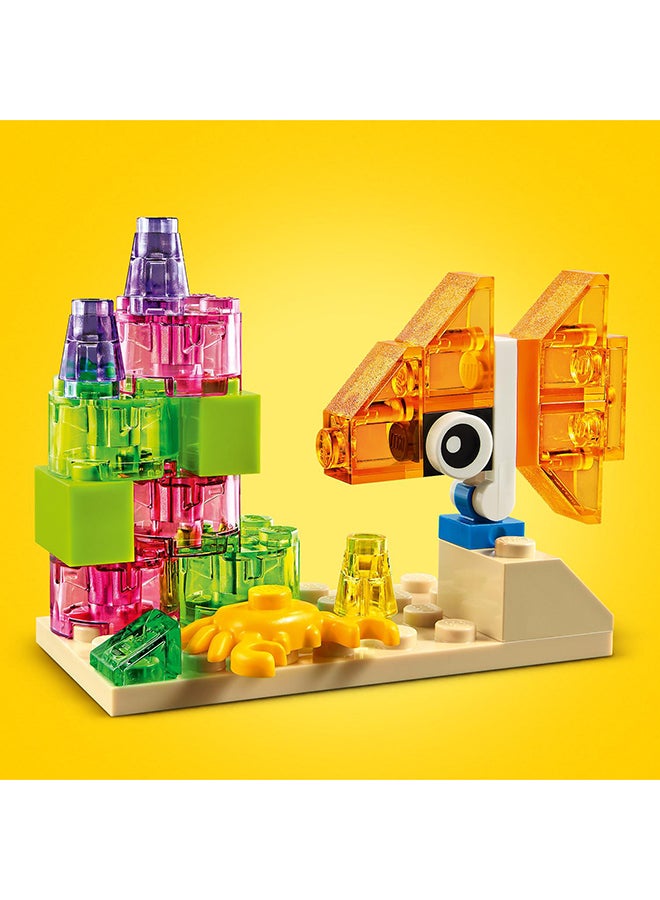 LEGO - 6327639 Classic Creative Transparent Bricks Kids’ Building Kit; Build A Sparkling Bird, Lion, Wizard, Fish With Coral, Turtle, Robot, Unicorn And Pink Bird; Great Lego Toy For Kids Aged 4 And Over (500 Pieces) 11013 500 4+ Years - Image 1