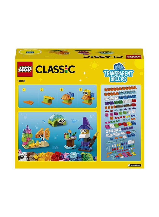 LEGO - 6327639 Classic Creative Transparent Bricks Kids’ Building Kit; Build A Sparkling Bird, Lion, Wizard, Fish With Coral, Turtle, Robot, Unicorn And Pink Bird; Great Lego Toy For Kids Aged 4 And Over (500 Pieces) 11013 500 4+ Years - Image 1