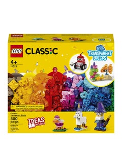 LEGO 6327639 Classic Creative Transparent Bricks Kids’ Building Kit; Build A Sparkling Bird, Lion, Wizard, Fish With Coral, Turtle, Robot, Unicorn And Pink Bird; Great Lego Toy For Kids Aged 4 And Over (500 Pieces) 11013 500 4+ Years  - Image 2