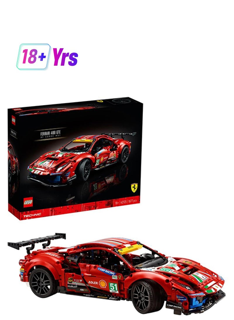 LEGO - 42125 Technic Ferrari 488 Gte “Af Corse #51” 42125 Building Kit (1,677 Pieces) 1677 18+ years - Image 1