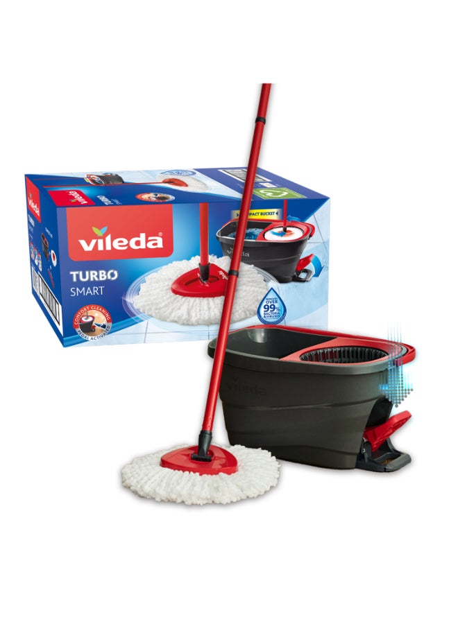 Vileda Turbo Smart Spin Microfiber Mop and Bucket Set Grey/Red 23×46×24cm 