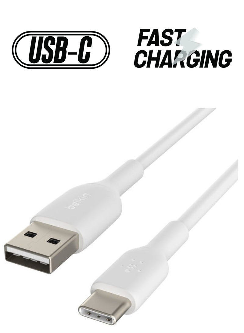belkin Boostcharge Usb-C To Usb-A Charger Cable, Type C Cable, Usb C Cable For Iphone 15, Samsung Galaxy S24, S24+, S24 Ultra, Pixel, Ipad Pro, Nintendo Switch And More - 1M White  - Image 1