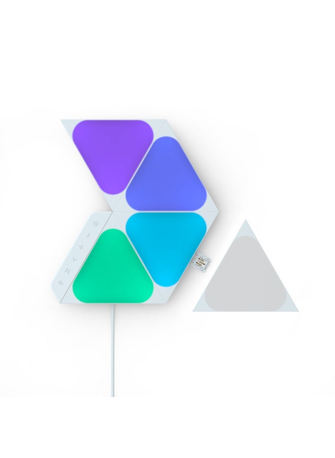 Shapes Mini Triangle Starter Kit - 5 Pack - Smart WiFi LED Light Panel System With Music Visualizer, Instant Wall Decoration, Home or Office Use, Low Energy Consumption, Gaming Lights White 23 x 20cm 