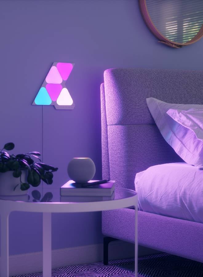 Nanoleaf - Shapes Mini Triangle Starter Kit - 5 Pack - Smart WiFi LED Light Panel System With Music Visualizer, Instant Wall Decoration, Home or Office Use, Low Energy Consumption, Gaming Lights White 23 x 20cm - Image 1