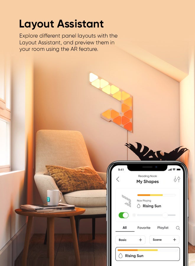 Nanoleaf - Shapes Mini Triangle Starter Kit - 5 Pack - Smart WiFi LED Light Panel System With Music Visualizer, Instant Wall Decoration, Home or Office Use, Low Energy Consumption, Gaming Lights White 23 x 20cm - Image 1