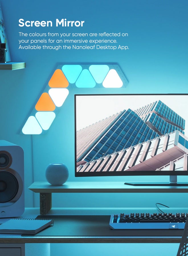 Nanoleaf - Shapes Mini Triangle Expansion Kit  - 10 Pack - Extension - Smart WiFi LED Light Panel System With Music Visualizer, Instant Wall Decoration, Home or Office Use, Low Energy Consumption, Gaming Lights White 23 x 20cm - Image 1