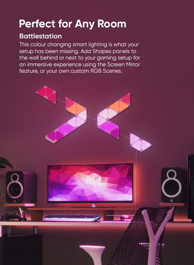 Nanoleaf - Shapes Mini Triangle Expansion Kit  - 10 Pack - Extension - Smart WiFi LED Light Panel System With Music Visualizer, Instant Wall Decoration, Home or Office Use, Low Energy Consumption, Gaming Lights White 23 x 20cm - Image 1