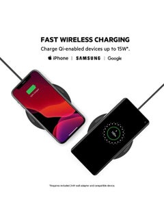 belkin Boostcharge iPhone Wireless Charging Pad 15W + QC 3.0 24W Wall Charger - Qi Certified Fast Charging, For Apple iPhone 15/14/13/12/11 Series/X/8 Plus And Android, Airpods, Samsung, Huawei, And More Black  - Image 4
