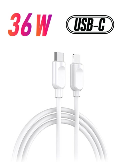 Lighting To Type C PD Charging USB Cable PD Cable For iPhone White