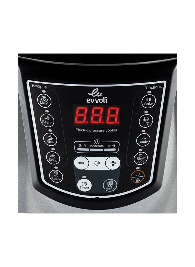 إيفولي قدر ضغط رقمي قابل للبرمجة متعدد الاستخدامات 9 في 1 مع شاشة LED وضمان عامين 6 L 1000 W EVKA-PC6009B أسود/فضي - Image 4