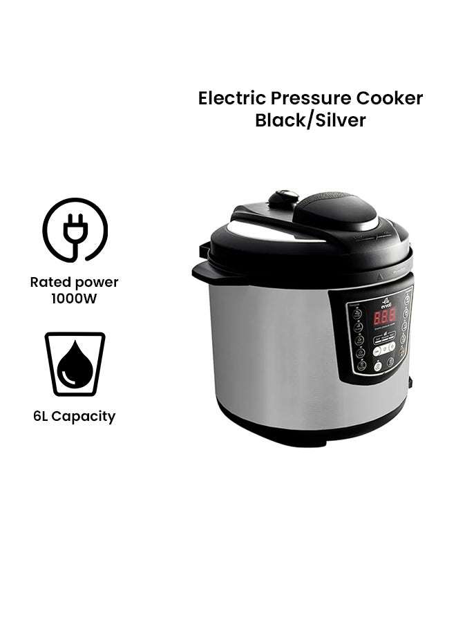 إيفولي قدر ضغط رقمي قابل للبرمجة متعدد الاستخدامات 9 في 1 مع شاشة LED وضمان عامين 6 L 1000 W EVKA-PC6009B أسود/فضي - Image 2